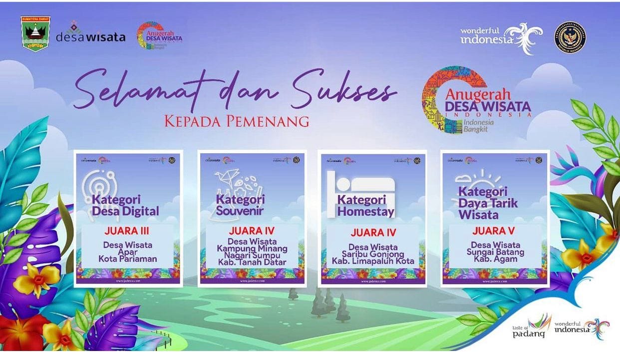 DISPARPORA - Desa Wisata Di Sumbar. Yang Meraih Penghargaan Dalam Ajang ...